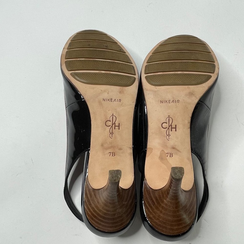 Cole Haan Air Talia Otbow Nike Air black patent women's size 7B peep toe shoe - Picture 9 of 10